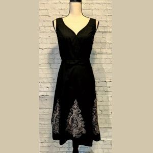 eShakti Dress Size 14 Black Embroidered Belted